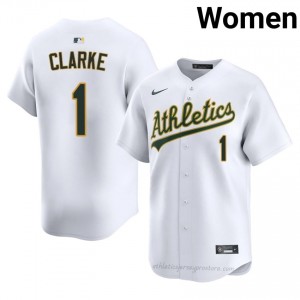 Denzel Clarke #1 White ATH Women MLB Stitched Baseball Jersey 00652184