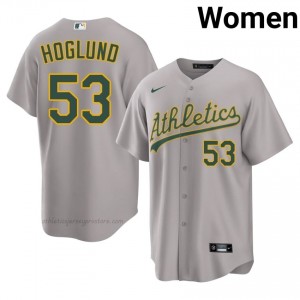 A's #53 Gunnar Hoglund Gray Women Premium Embroidery Baseball Jersey 7YW83313