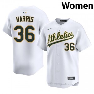 Hogan Harris #36 White ATH Women MLB Stitched Baseball Jersey 53s8Ut40