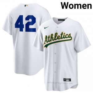 Jackie Robinson Day #42 White A's Women Limited Embroidery Baseball Jersey 7J8JA037