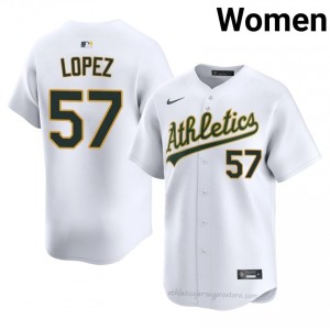 Women Jacob Lopez #57 White ATH Exclusive Stitched Baseball Jersey 23613A61