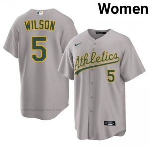 #5 Jacob Wilson Gray A's Women Gameday Embroidery Baseball Jersey 6CL45760