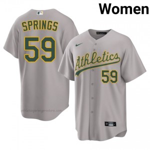 Jeffrey Springs #59 Gray A's Women Limited Embroidery Baseball Jersey 11YlOI54