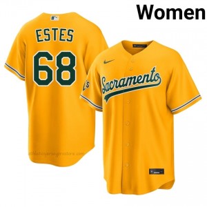 A's #68 Joey Estes Gold Women Premium Embroidery Baseball Jersey U7l1kB23