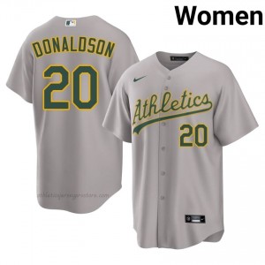 #20 Josh Donaldson Gray A's Women Gameday Embroidery Baseball Jersey euUuI158