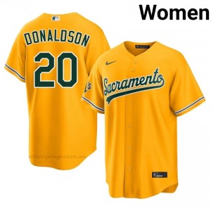 Josh Donaldson #20 Gold A's Women Limited Embroidery Baseball Jersey a0o04L28