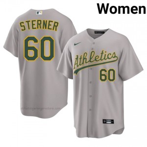 Justin Sterner #60 Gray A's Women Limited Embroidery Baseball Jersey 71x60J66