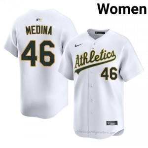 #46 Luis Medina White ATH Women Classic Stitched Baseball Jersey lYl14j49