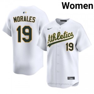 ATH #19 Luis Morales White Women Replica Stitched Baseball Jersey 4g2sGN40