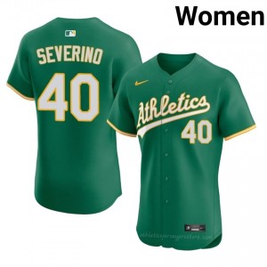 Women Luis Severino #40 Green A's Game Embroidery Baseball Jersey 1f0E6c90