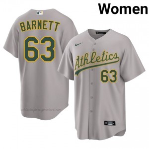 #63 Mason Barnett Gray A's Women Gameday Embroidery Baseball Jersey 1d70U679