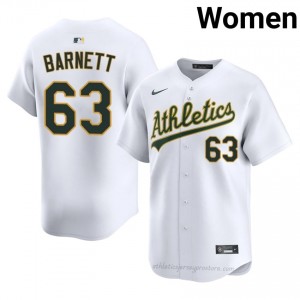 #63 Mason Barnett White ATH Women Classic Stitched Baseball Jersey 2p3g6t13