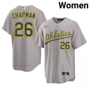 A's #26 Matt Chapman Gray Women Premium Embroidery Baseball Jersey k5E34036