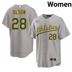 Matt Olson #28 Gray A's Women Limited Embroidery Baseball Jersey Xj4B6D51