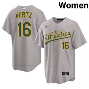 Nick Kurtz #16 Gray A's Women Limited Embroidery Baseball Jersey 1u16S751