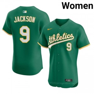 #9 Reggie Jackson Green A's Women Gameday Embroidery Baseball Jersey U71l0023