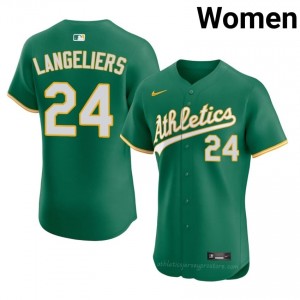 A's #24 Rickey Henderson Green Women Premium Embroidery Baseball Jersey WQ6QBq99