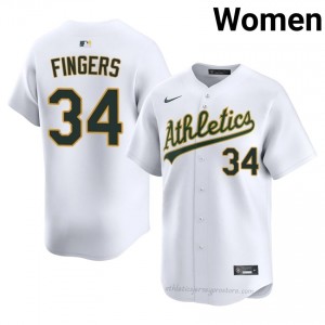 ATH #34 Rollie Fingers White Women Replica Stitched Baseball Jersey 7f072052