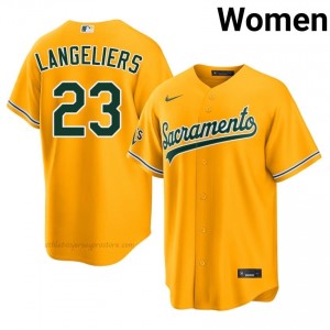 Shea Langeliers #23 Gold A's Women Limited Embroidery Baseball Jersey 2615DB28