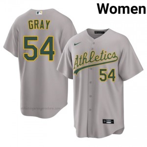 A's #54 Sonny Gray Gray Women Premium Embroidery Baseball Jersey B6F5T048