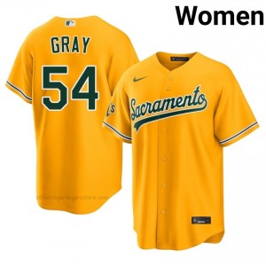 Women Sonny Gray #54 Gold A's Game Embroidery Baseball Jersey ky070783