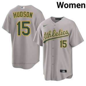 Tim Hudson #15 Gray A's Women Limited Embroidery Baseball Jersey qE2Rkd64