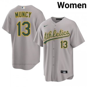 #13 Max Muncy Gray A's Women Gameday Embroidery Baseball Jersey 270s4S89
