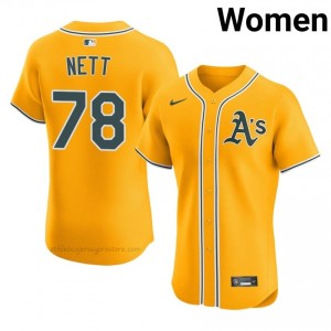 #78 Braden Nett Gold Athletics Women Official Sewn Baseball Jersey 56QS3m42