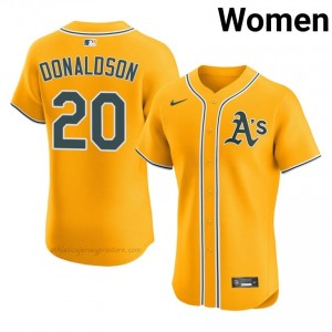 Women Josh Donaldson #20 Gold Athletics Authentic Stitch Baseball Jersey 1Nla8374