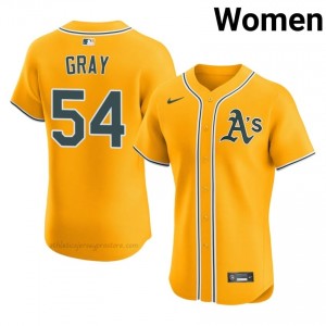 #54 Sonny Gray Gold Athletics Women Official Sewn Baseball Jersey WR707749