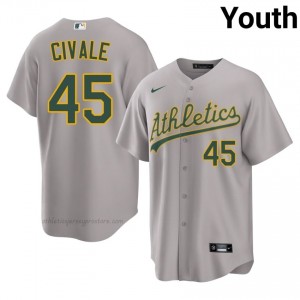 ATH #45 Aaron Civale Gray Youth Replica Stitched Baseball Jersey 1wYn4393
