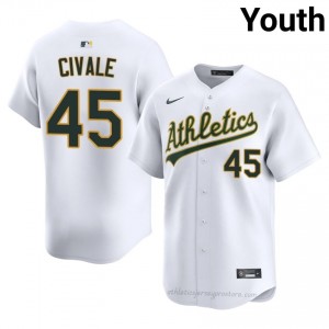 Aaron Civale #45 White Athletics Youth Pro-Grade Sewn Baseball Jersey xmp87O22