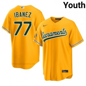 ATH #77 Andy Ibanez Gold Youth Replica Stitched Baseball Jersey 6pADa774