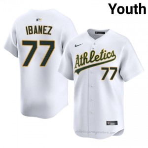 Youth Andy Ibanez #77 White Athletics Authentic Stitch Baseball Jersey 85c6cq58
