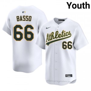 Brady Basso #66 White Athletics Youth Pro-Grade Sewn Baseball Jersey FrMELi92