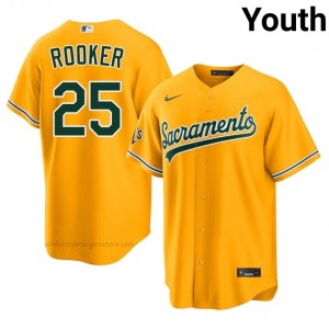 ATH #25 Brent Rooker Gold Youth Replica Stitched Baseball Jersey 3l736y84