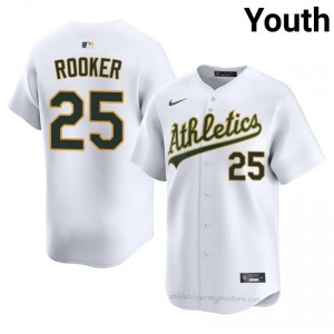 Youth Brent Rooker #25 White Athletics Authentic Stitch Baseball Jersey 4X1v7047