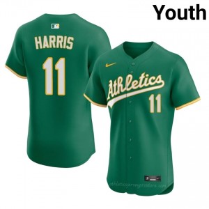 ATH #11 Brett Harris Green Youth Replica Stitched Baseball Jersey Sjw75036