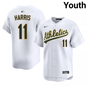 #11 Brett Harris White Athletics Youth Official Sewn Baseball Jersey 30268m32