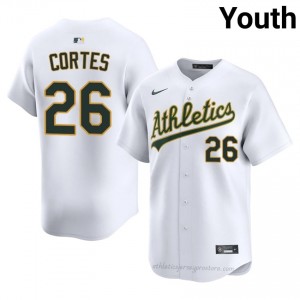 Carlos Cortes #26 White Athletics Youth Pro-Grade Sewn Baseball Jersey 4Lg6Bt87