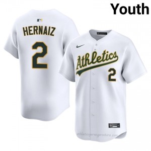 Youth Darell Hernaiz #2 White Athletics Authentic Stitch Baseball Jersey sVW2yb27