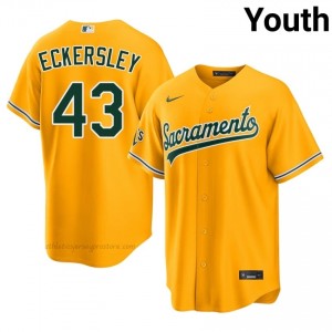 Youth Dennis Eckersley #43 Gold ATH Exclusive Stitched Baseball Jersey 57jRH575