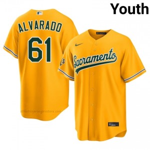 ATH #61 Elvis Alvarado Gold Youth Replica Stitched Baseball Jersey HXpy4O74