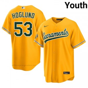 Youth Gunnar Hoglund #53 Gold ATH Exclusive Stitched Baseball Jersey oy31fy35