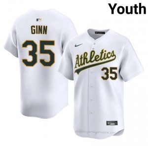 Youth J.T. Ginn #35 White Athletics Authentic Stitch Baseball Jersey rC55GW32