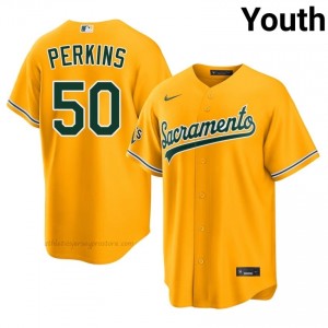Jack Perkins #50 Gold ATH Youth MLB Stitched Baseball Jersey 2n42P712