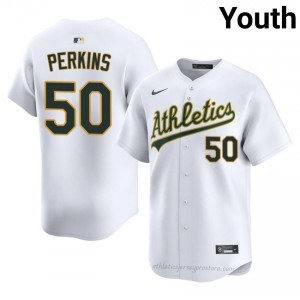 #50 Jack Perkins White Athletics Youth Official Sewn Baseball Jersey 4LY4RP15