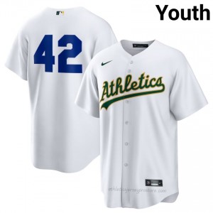 ATH #42 Jackie Robinson Day White Youth Replica Stitched Baseball Jersey a4b75634