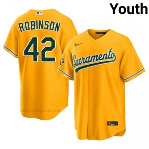 Youth Jackie Robinson #42 Gold ATH Exclusive Stitched Baseball Jersey 3My3VR80