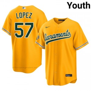 ATH #57 Jacob Lopez Gold Youth Replica Stitched Baseball Jersey RPPW5571